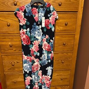 White House Black Market Floral Maxi Dress - Blue and Pink